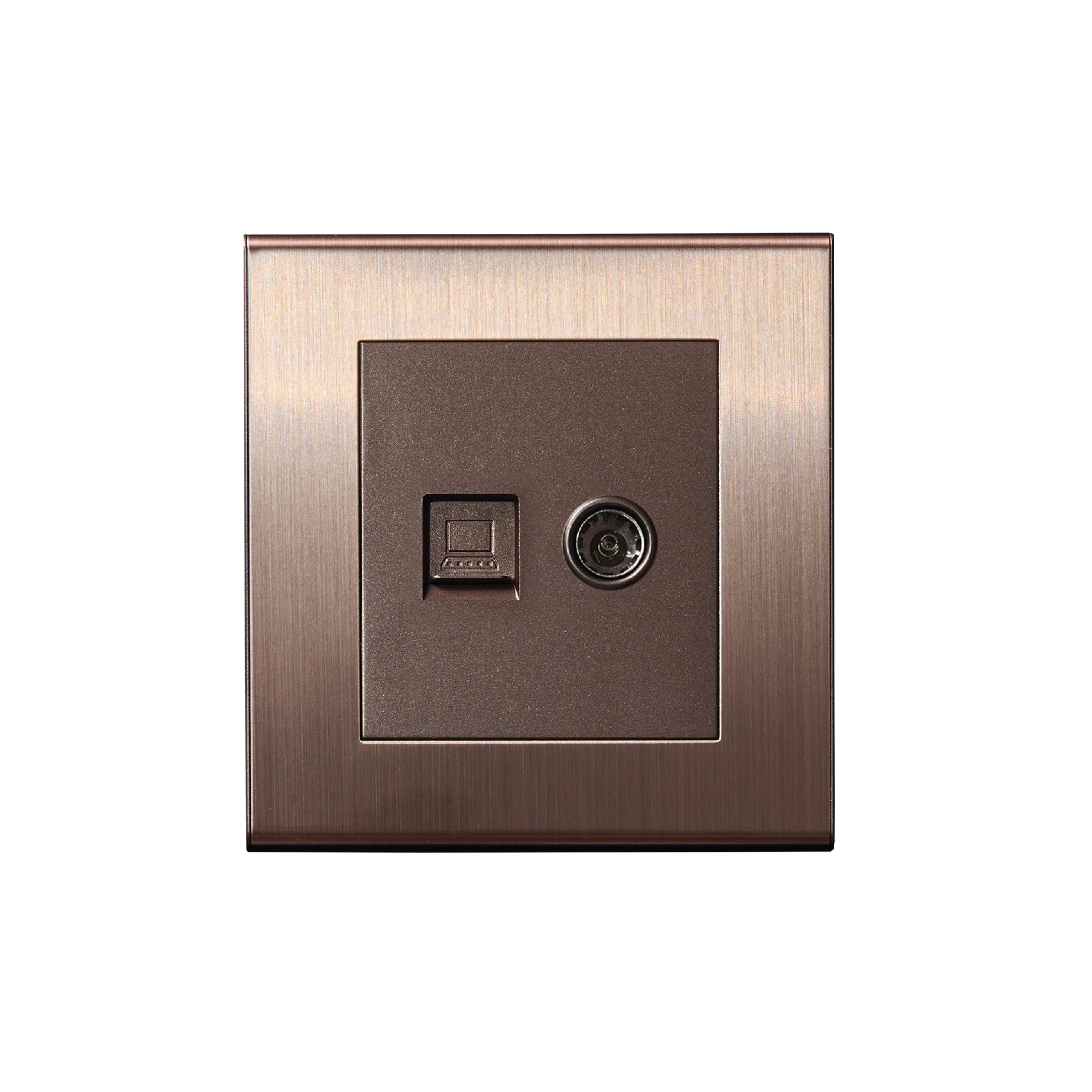 ชุดเต้ารับคอมพิวเตอร์และโทรทัศน์ ART DNA รุ่นV23 DESIGN SWITCH สี BRUSH BROWN_1